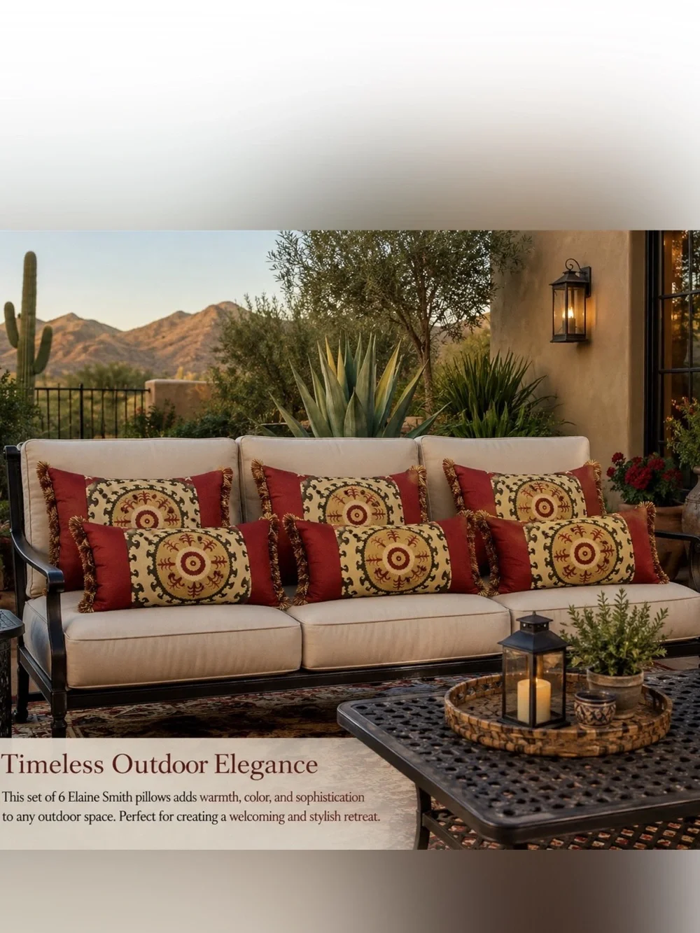 Elaine Smith Jacquard Woven Indoor/Outdoor Lumbar Pillows Set of 6